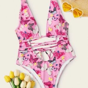 🎉🥳💖HOST PICK💖🥳🎉 Pink butterfly Bathing Suit